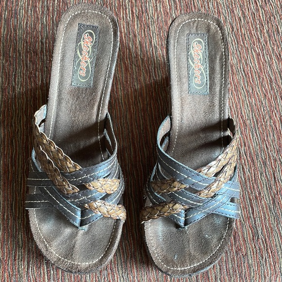 Skechers Women’s Brown Slide On Heeled Sandals. Good Condition. Size 8. - Picture 2 of 13